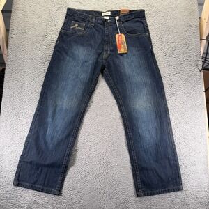 Vintage Dodeca Jeans Mens 40x32 Blue Cotton Denim Straight Faded Workwear Baggy